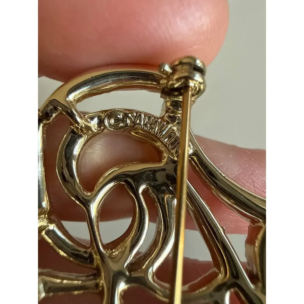 Sarah, Coventry, silver and gold, detailed‎ brooch, vintage costume jewelry